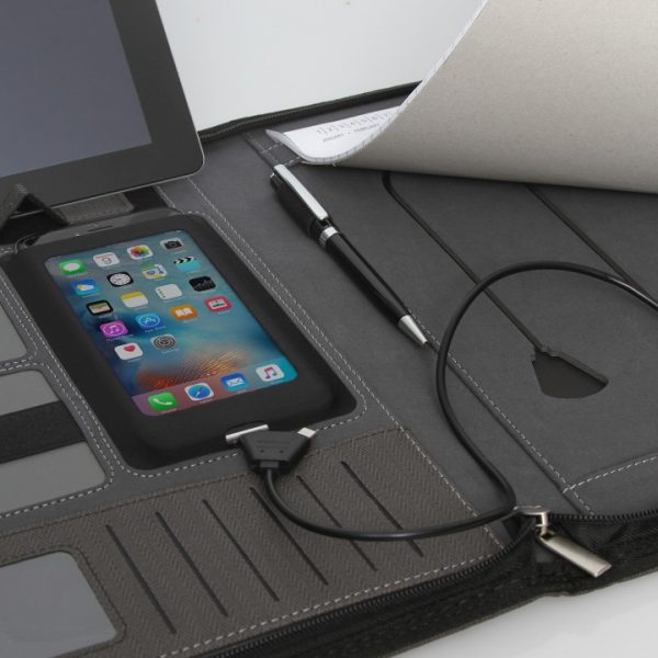 Milano Executive Tech A4 Compendium w/Powerbank & Zipper -  C480